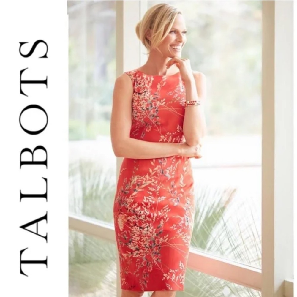 Talbots Coral Sleeveless tube dress with back zipper and clasp closure size 14